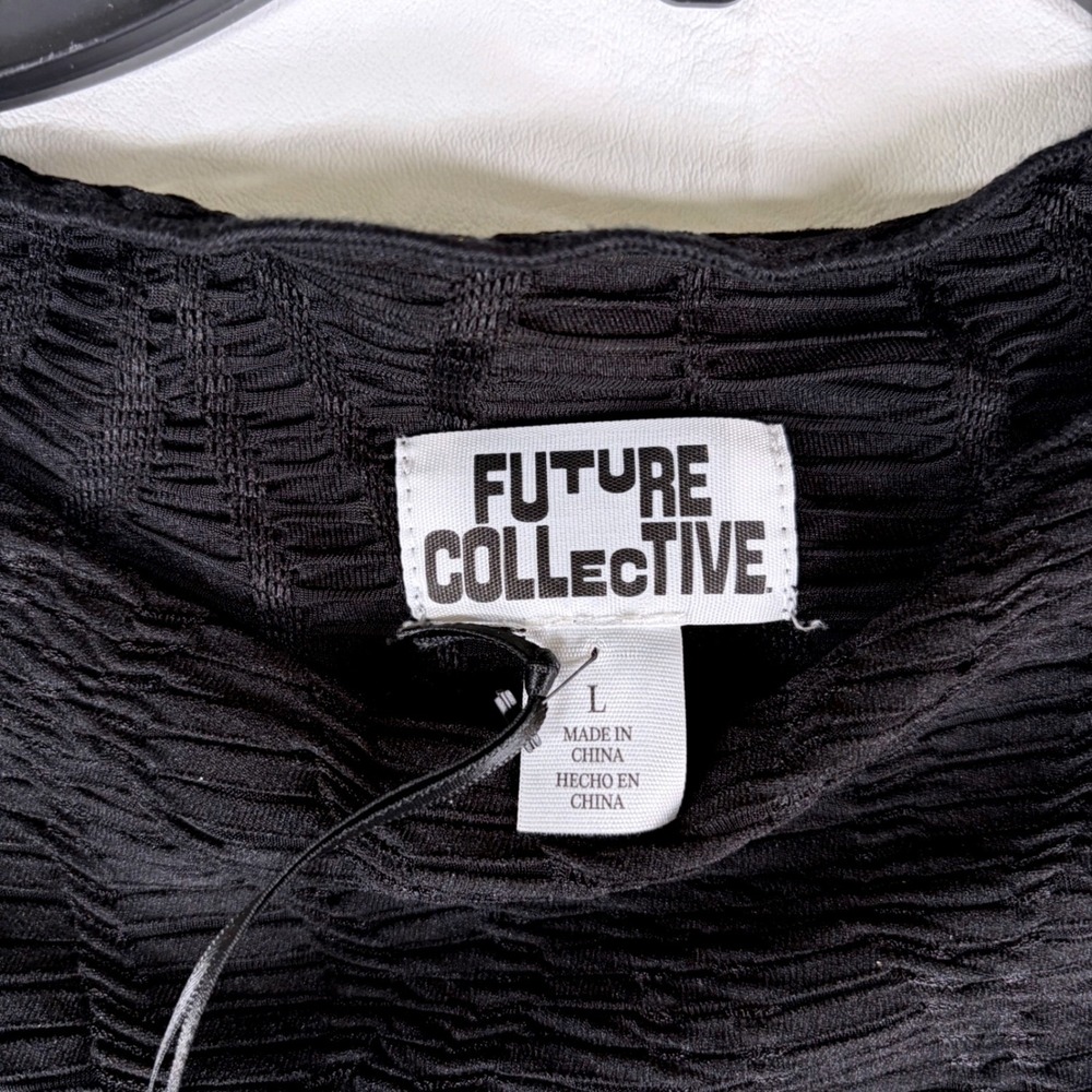 Future Collective Black Textured Ruffle Sleeveless Blouse Top Large New with tag - Picture 6 of 11